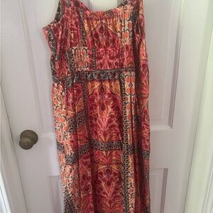 Old Navy Red and Orange One Shoulder Sundress